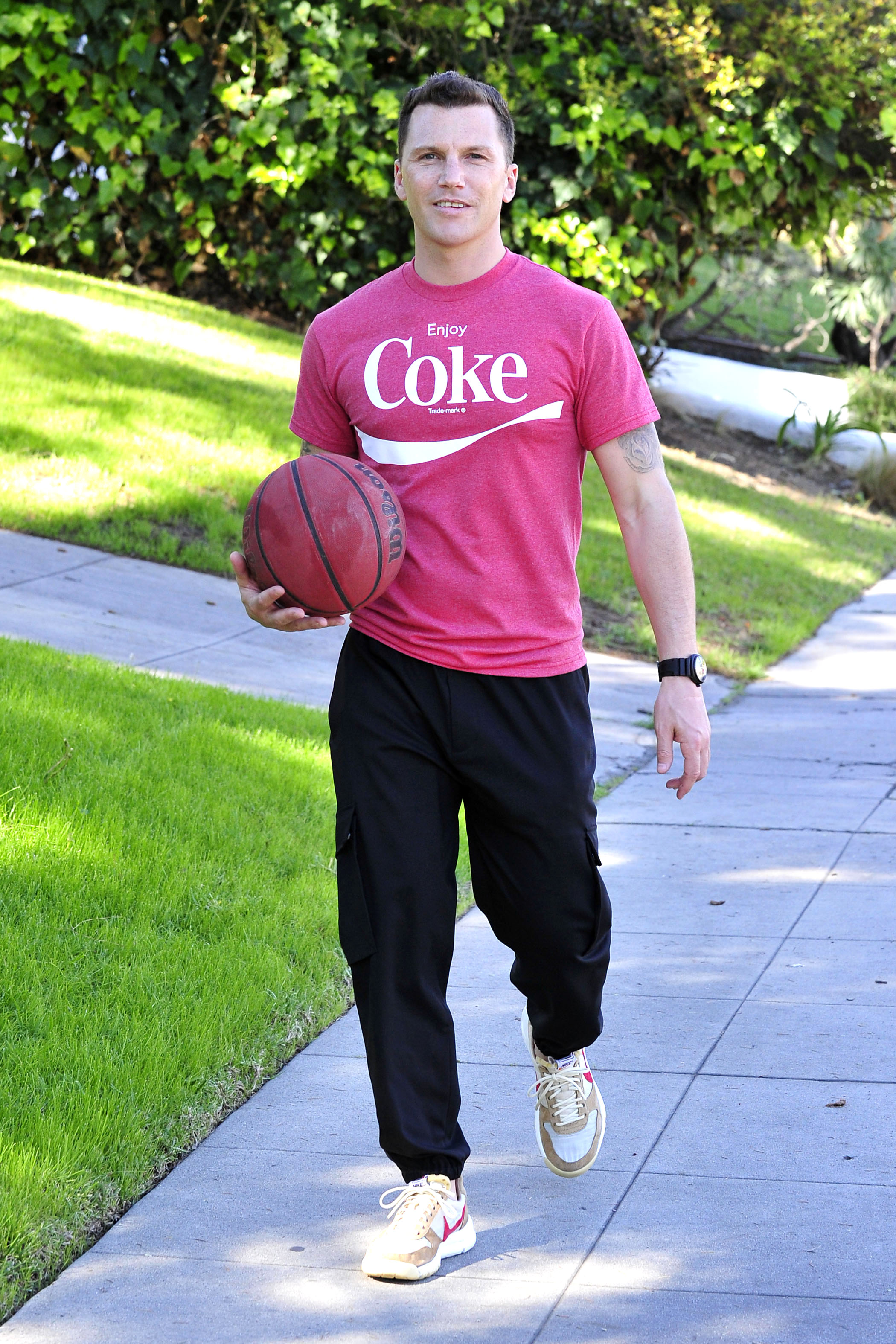 DWTS contestant Sean Avery spotted wearing Target's Vintage Coke Tee on his way to play basketball in L.A.  Photo Credit: Michael Simon 