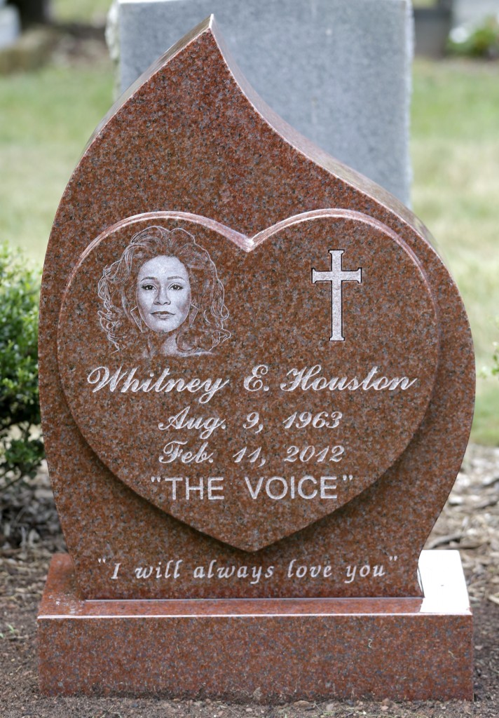 Whitney Houston's headstone at Fairview Cemetery in Westfield, N.J., about 20 miles west of New York. (Photo: AP Photo/Julio Cortez)